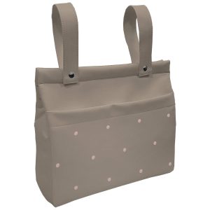 1026 Bolsos Mel Polipiel Tostado Bordado Bodoques Rosa