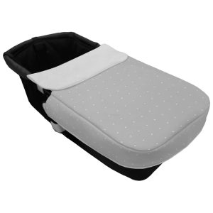 5498 Colchas Capazo Remy Polipiel Gris con Bordado de Topitos