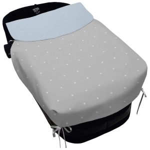 5099 Sacos de Capazo con Colcha Remy Polipiel Gris Bordado Topitos Celeste